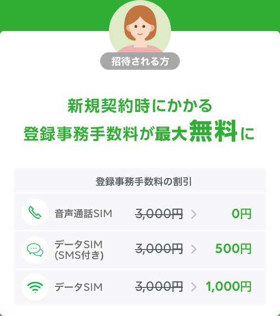招待される方 新規契約時にかかる登録事務手数料が最大無料に