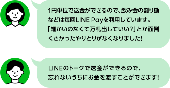 飲み会の割り勘や送金機能を使うことで面倒くさいやり取りがなくなりました